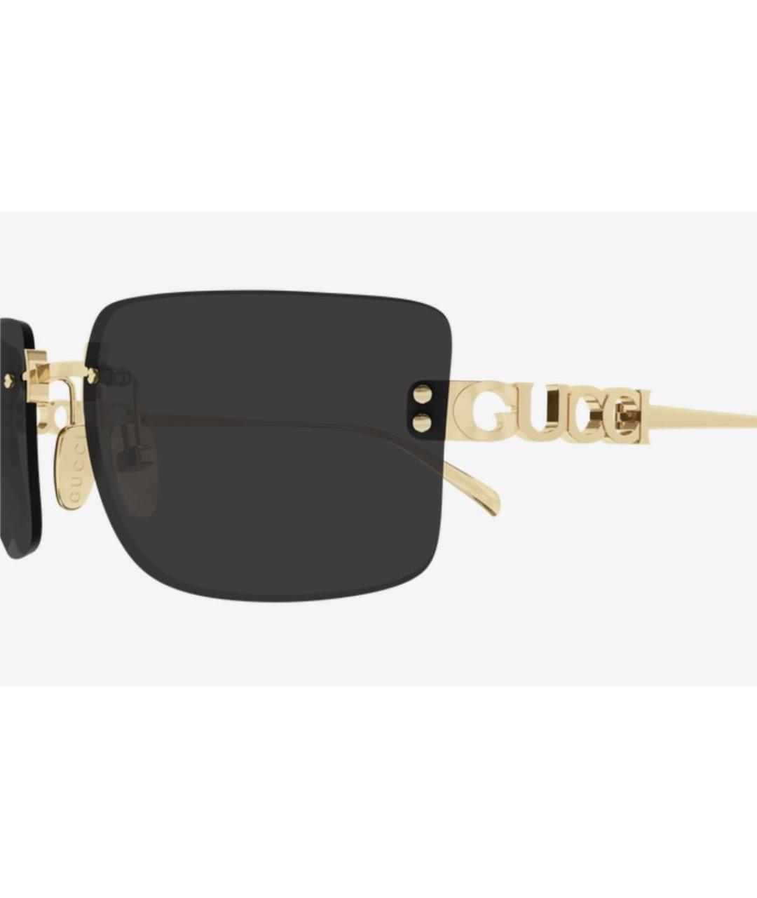 GUCCI Золотые металлические солнцезащитные очки, фото 3