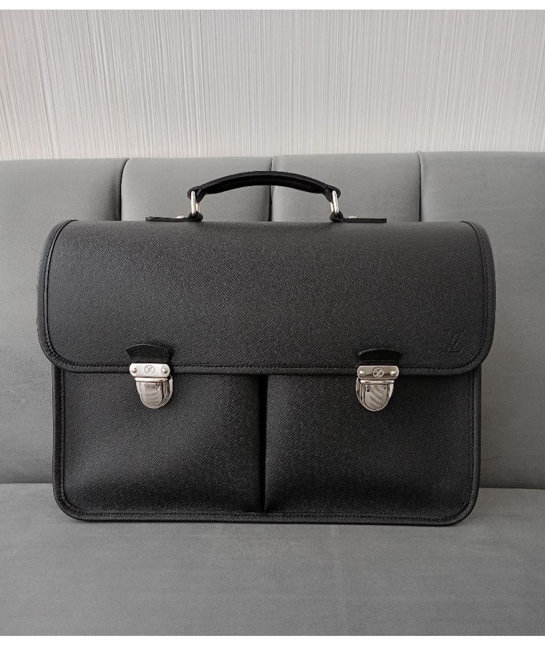 LOUIS VUITTON Серый кожаный портфель, фото 5