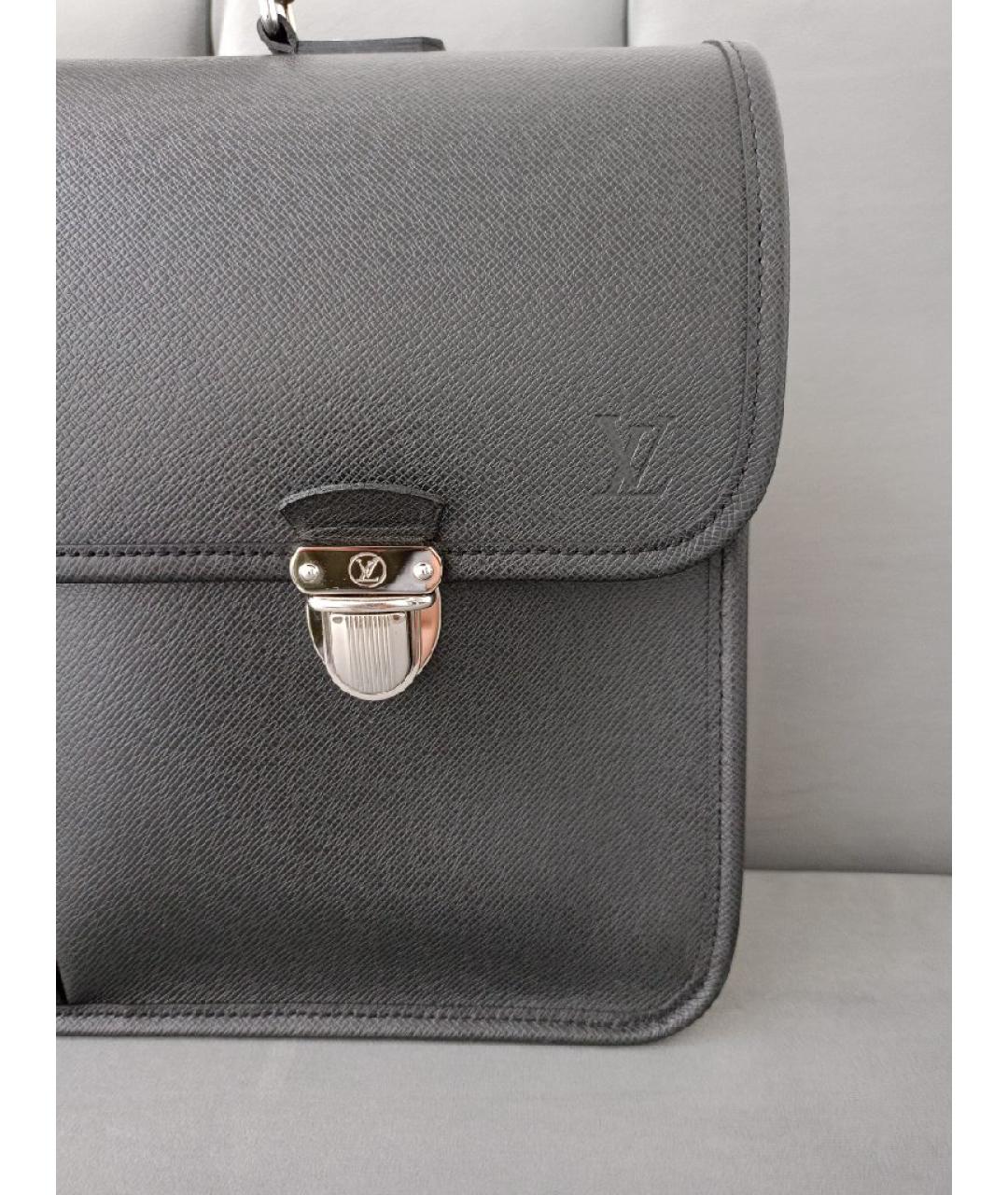 LOUIS VUITTON Серый кожаный портфель, фото 4