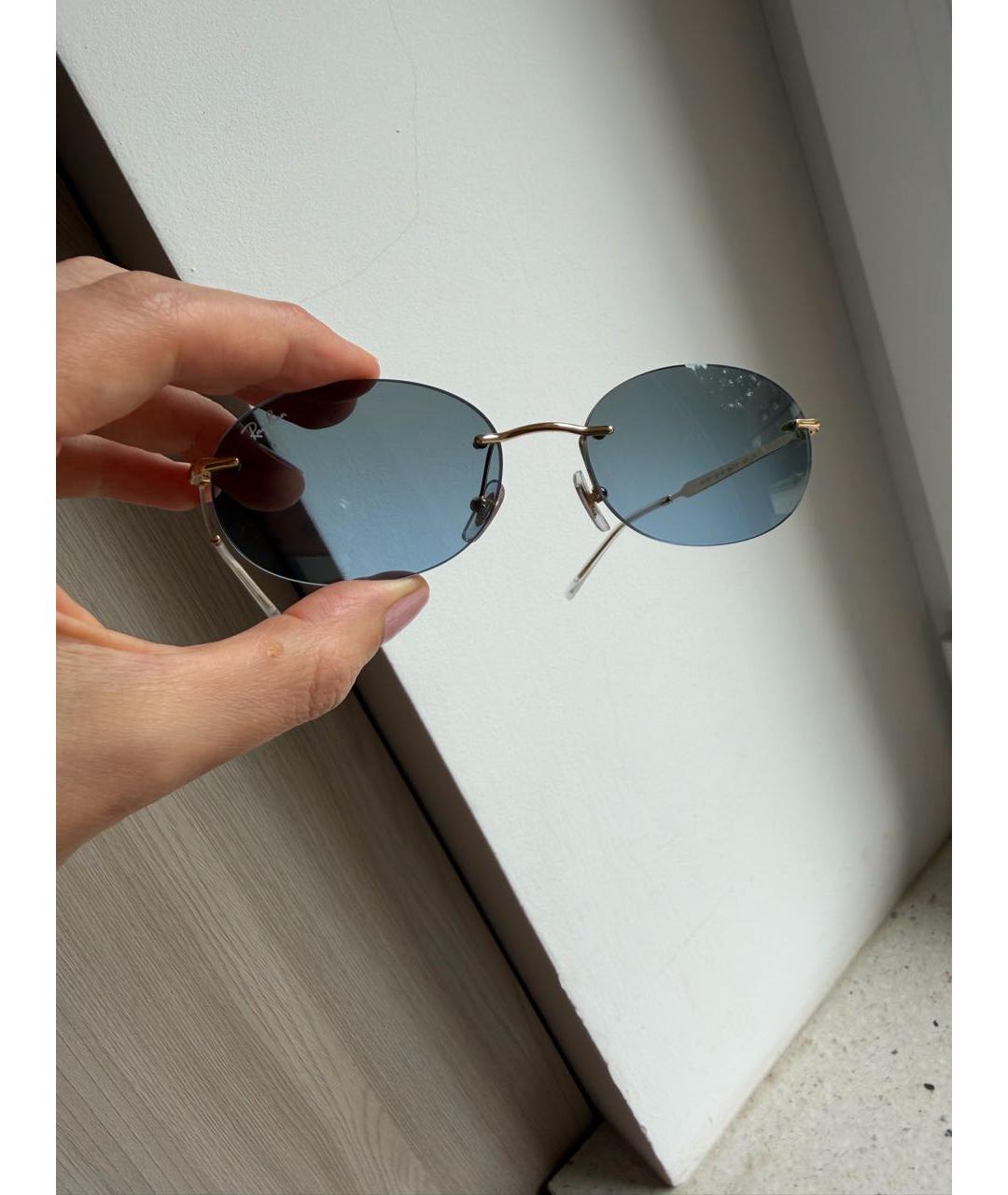 RAY BAN Золотые металлические солнцезащитные очки, фото 3