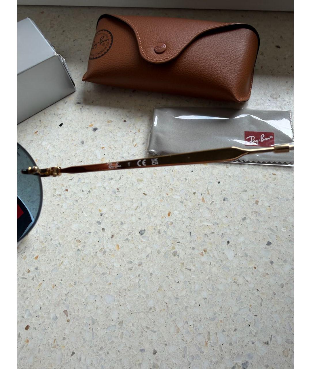 RAY BAN Золотые металлические солнцезащитные очки, фото 6