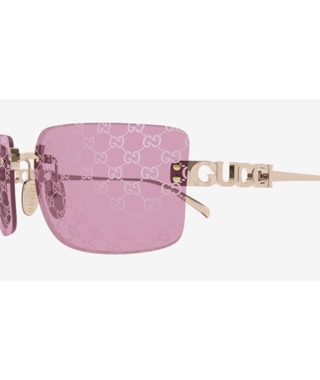 GUCCI Золотые металлические солнцезащитные очки, фото 2