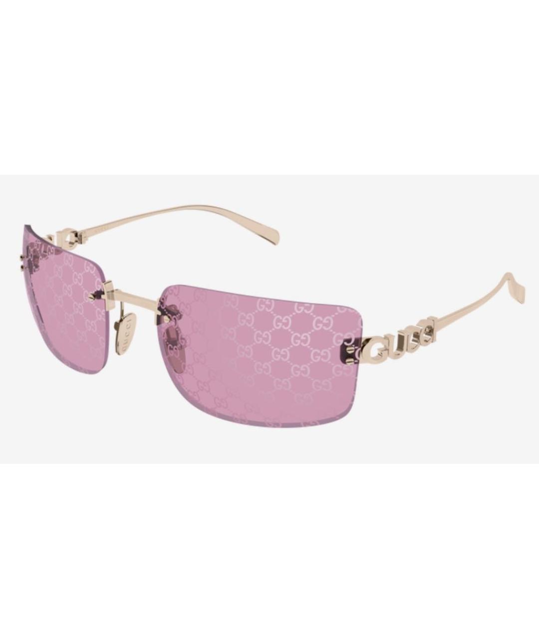 GUCCI Золотые металлические солнцезащитные очки, фото 5