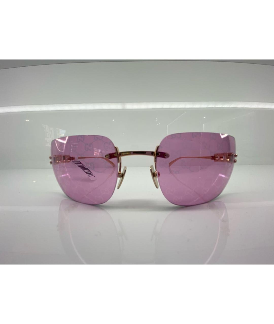 GUCCI Золотые металлические солнцезащитные очки, фото 4
