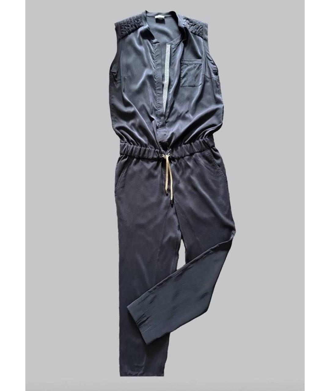 BRUNELLO CUCINELLI Антрацитовый шелковый комбинезон, фото 5