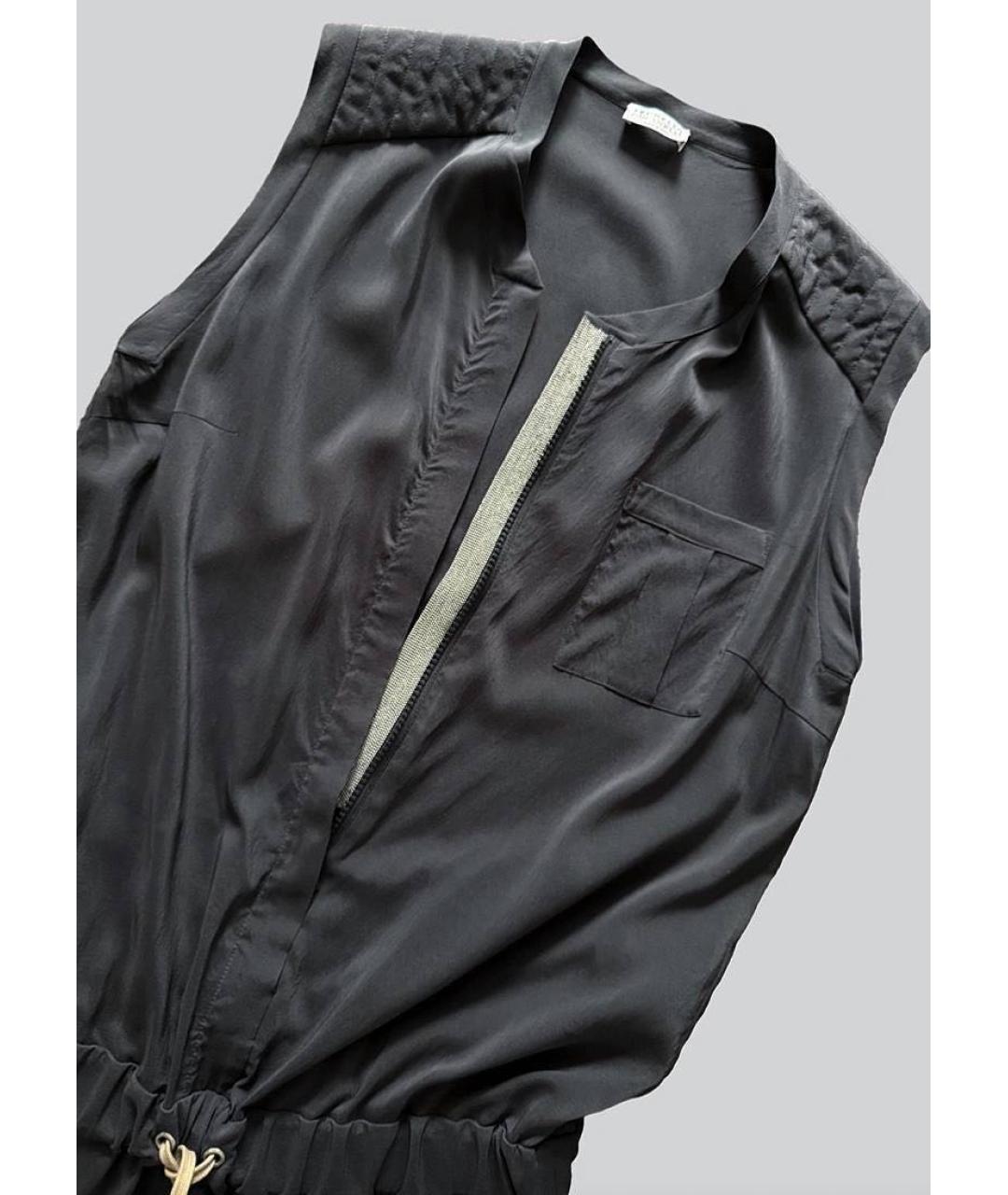BRUNELLO CUCINELLI Антрацитовый шелковый комбинезон, фото 2