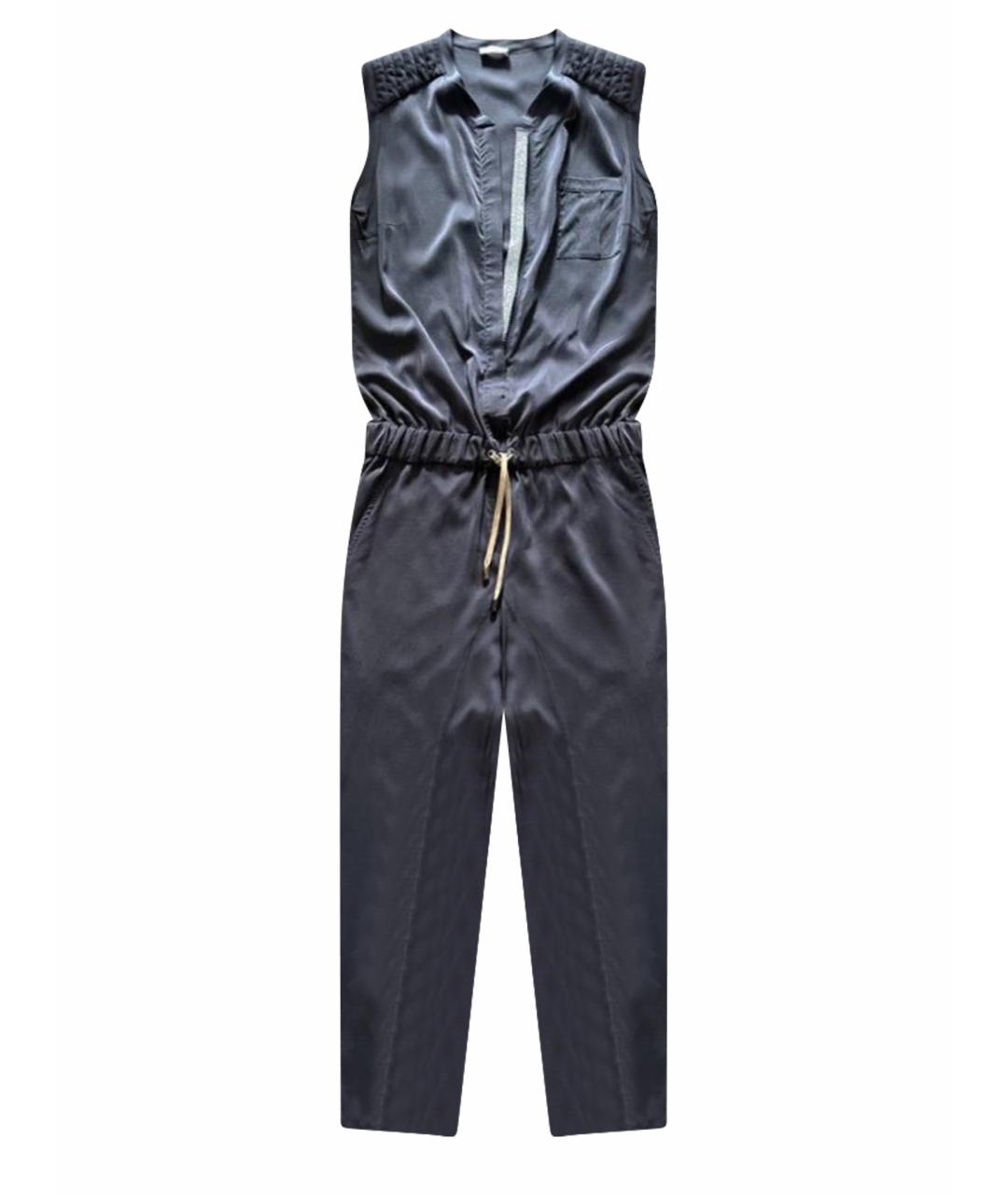 BRUNELLO CUCINELLI Антрацитовый шелковый комбинезон, фото 1