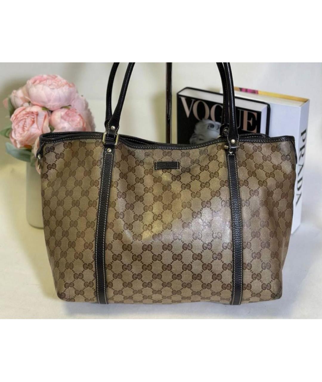 GUCCI Коричневая канва сумка тоут, фото 6