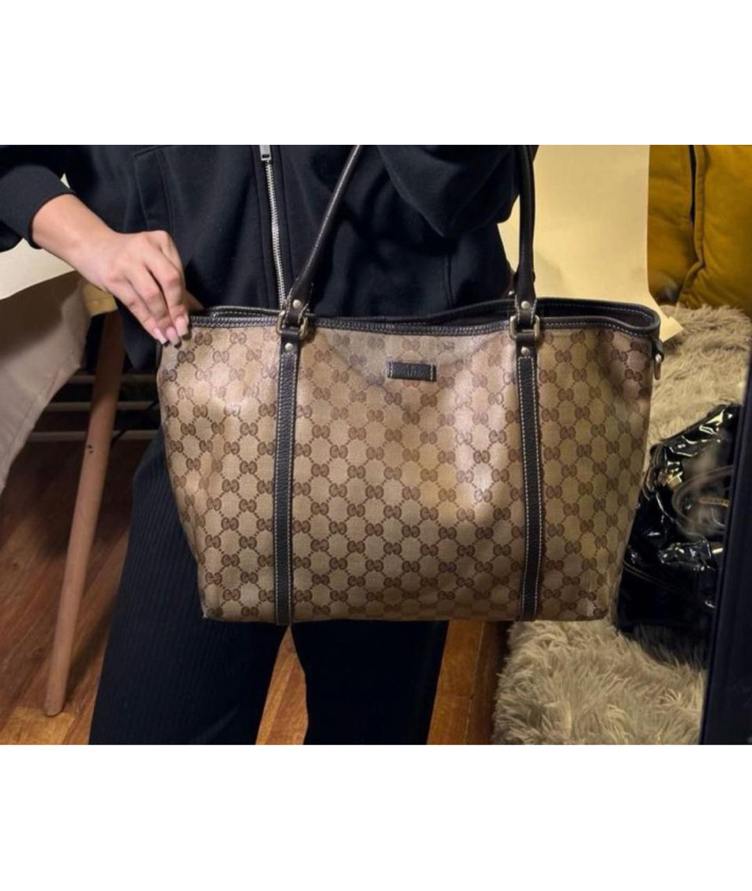 GUCCI Коричневая канва сумка тоут, фото 3