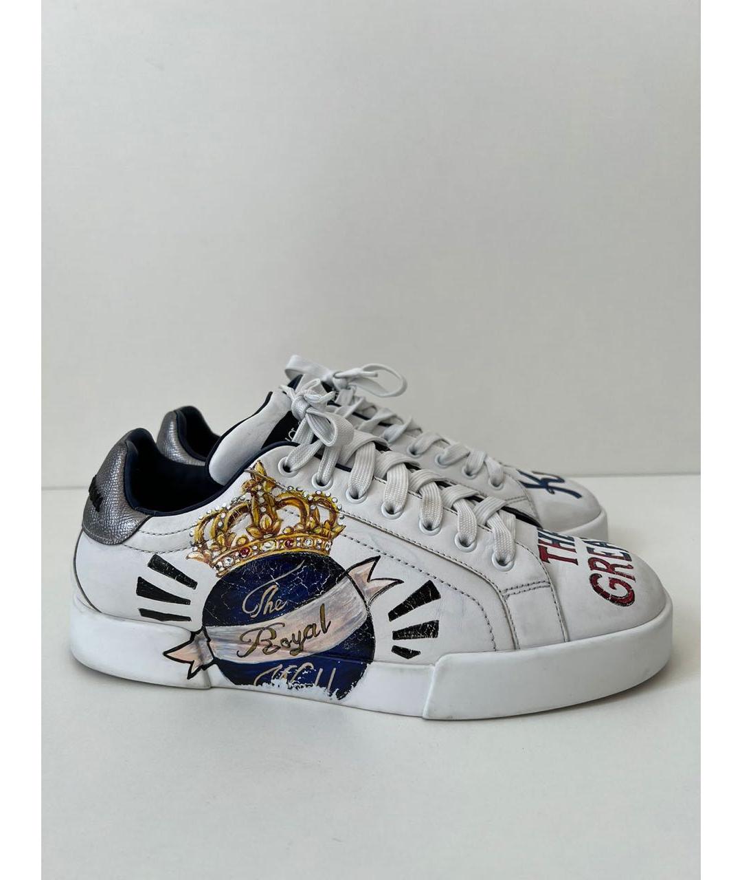 DOLCE&GABBANA Белые кожаные низкие кроссовки / кеды, фото 9
