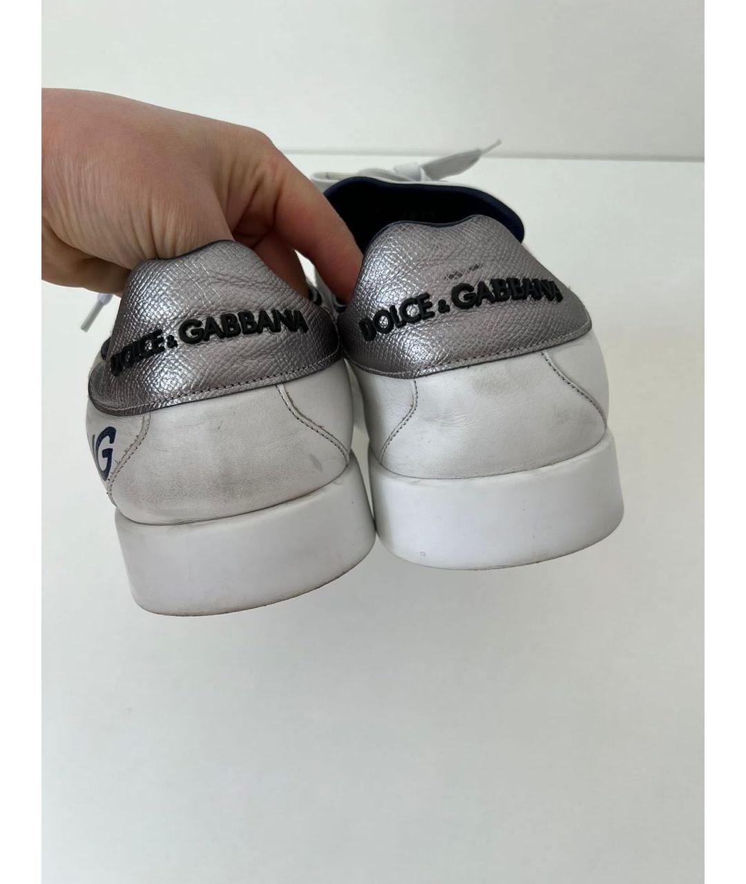 DOLCE&GABBANA Белые кожаные низкие кроссовки / кеды, фото 5