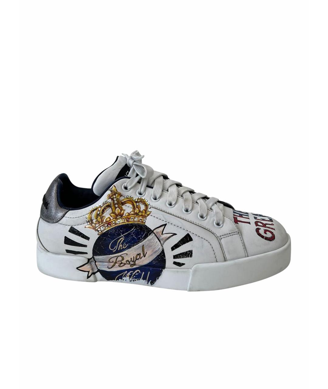 DOLCE&GABBANA Белые кожаные низкие кроссовки / кеды, фото 1