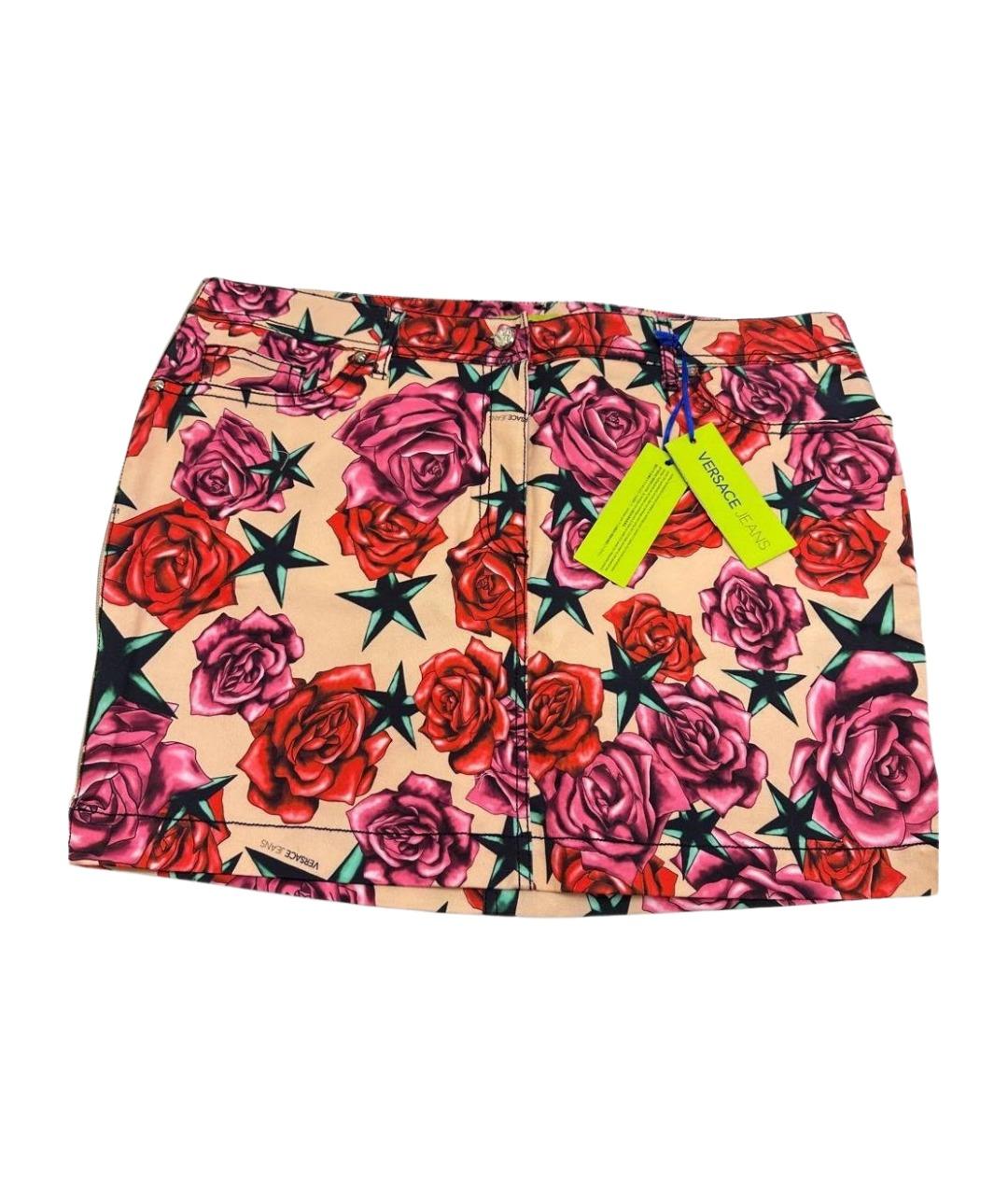 VERSACE JEANS COUTURE Коралловая хлопковая юбка мини, фото 1