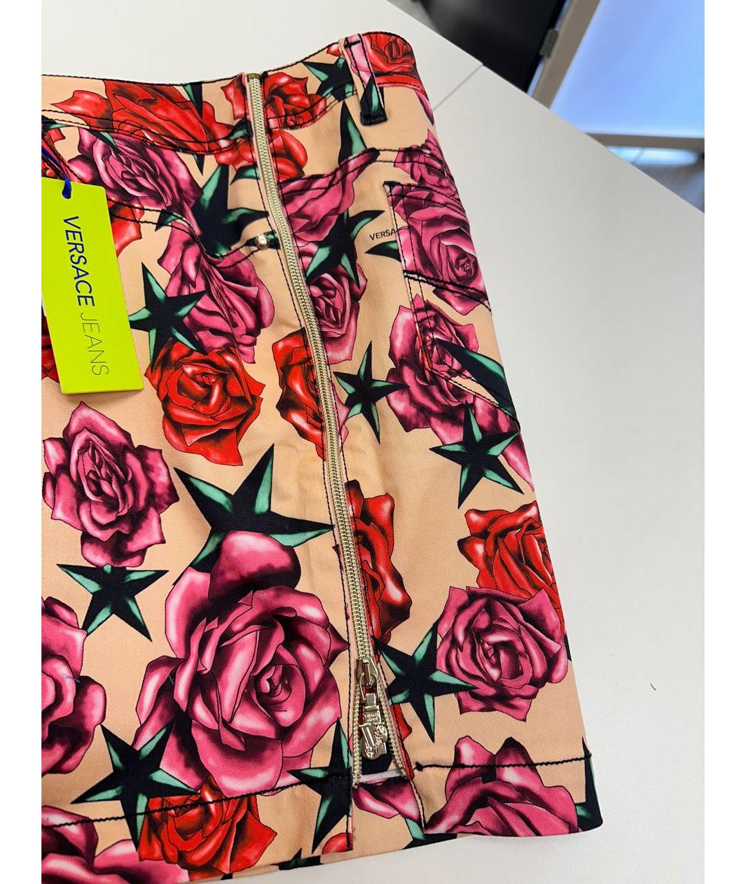 VERSACE JEANS COUTURE Коралловая хлопковая юбка мини, фото 4
