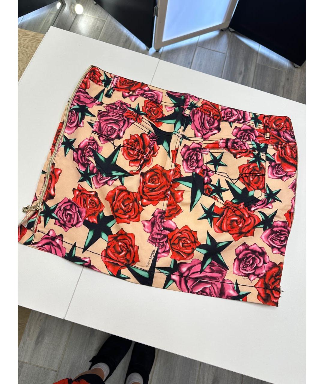 VERSACE JEANS COUTURE Коралловая хлопковая юбка мини, фото 2