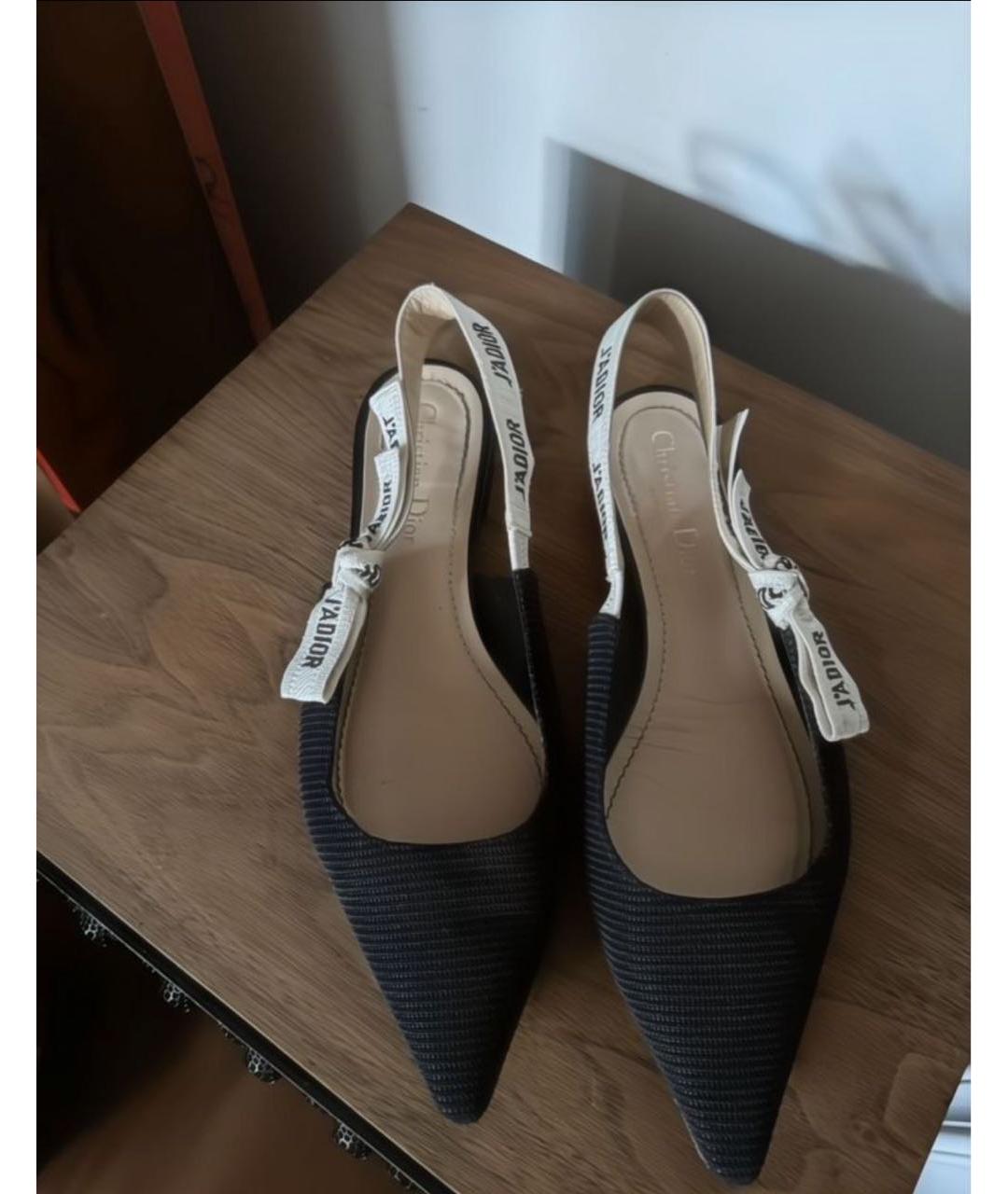 CHRISTIAN DIOR Черные текстильные босоножки, фото 4