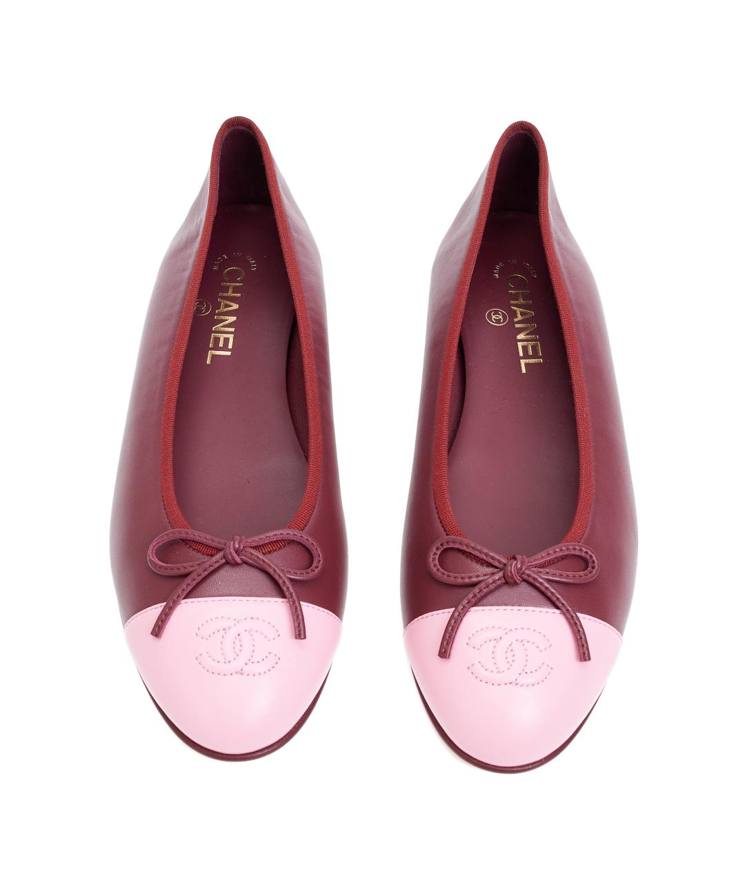 CHANEL Бордовые кожаные балетки, фото 3
