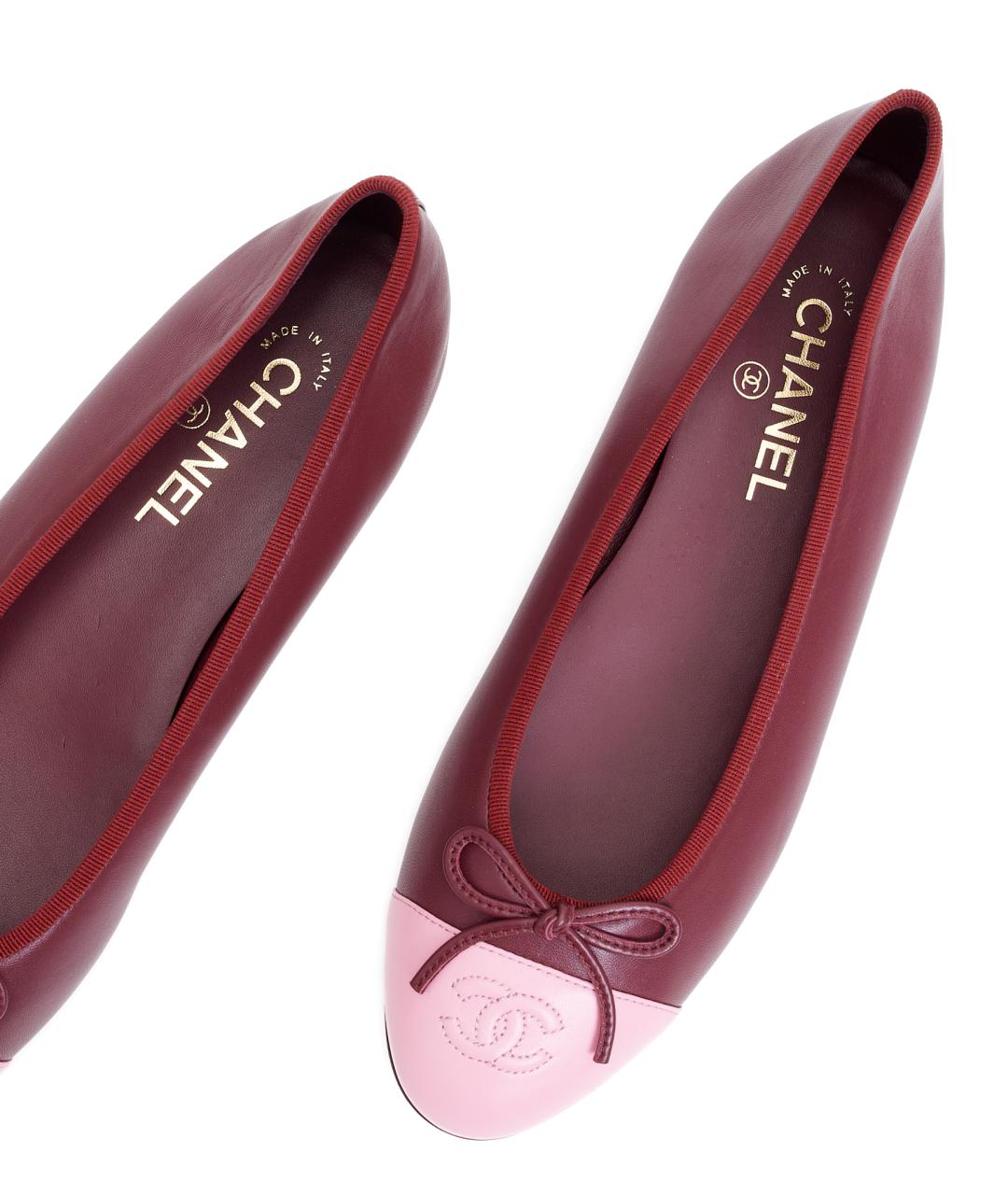 CHANEL Бордовые кожаные балетки, фото 4