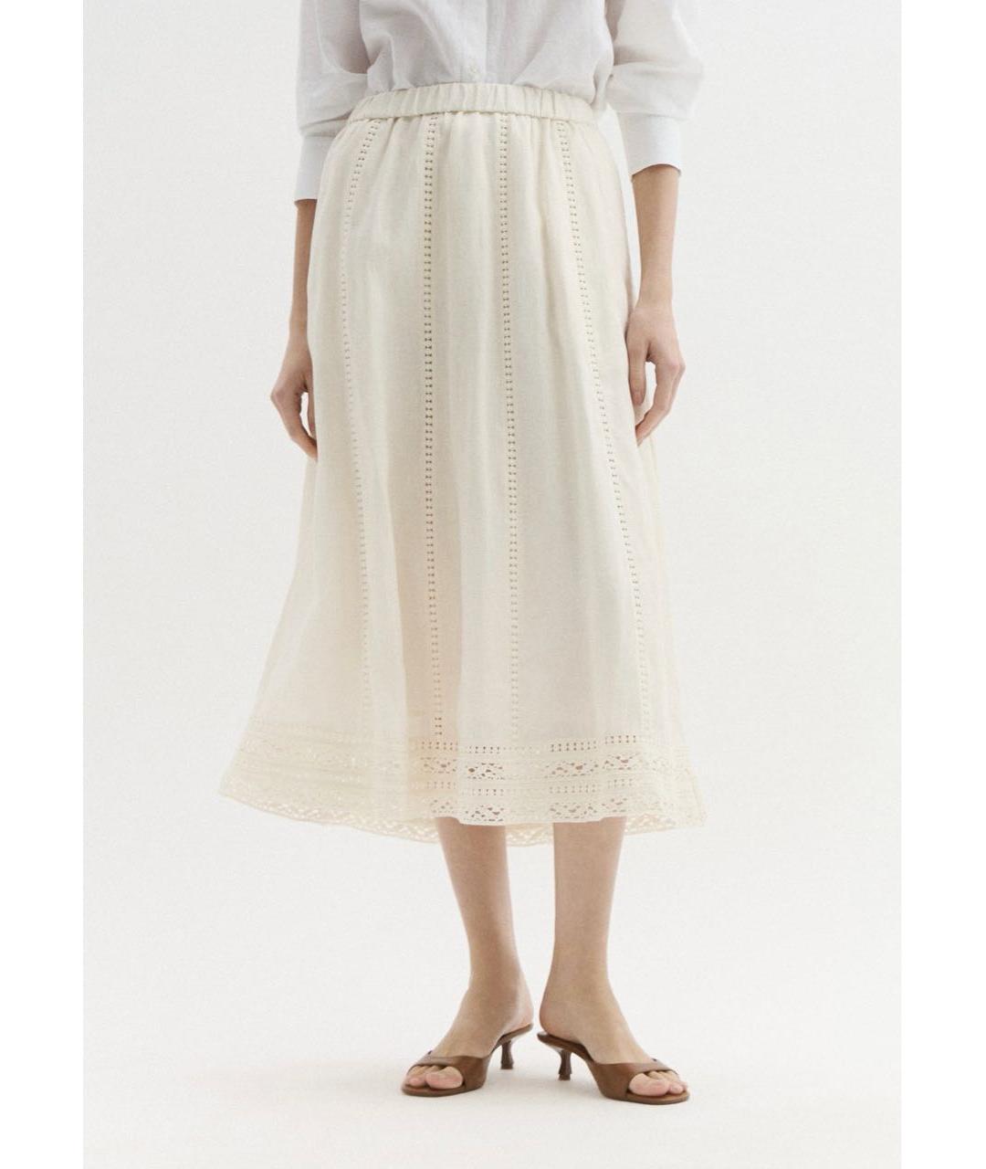 WEEKEND MAX MARA Белая льняная юбка миди, фото 4