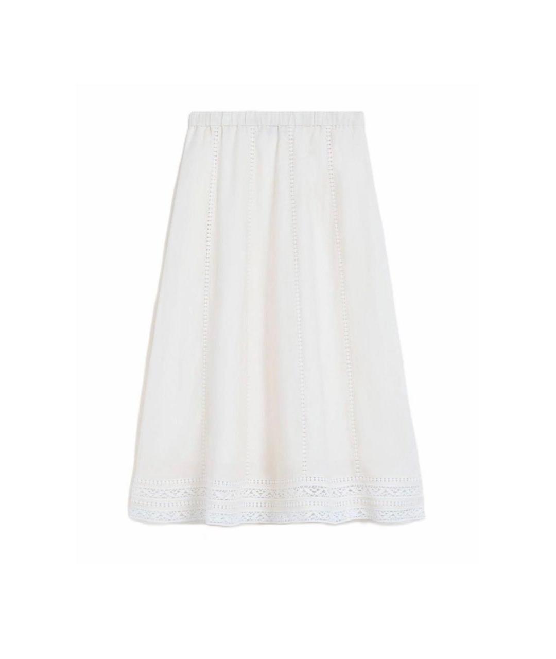 WEEKEND MAX MARA Белая льняная юбка миди, фото 1