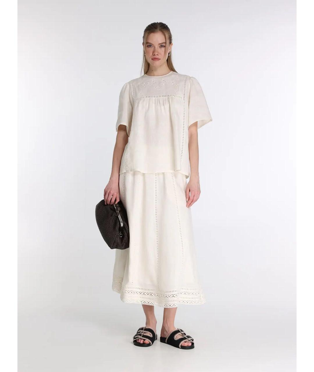 WEEKEND MAX MARA Белая льняная юбка миди, фото 2