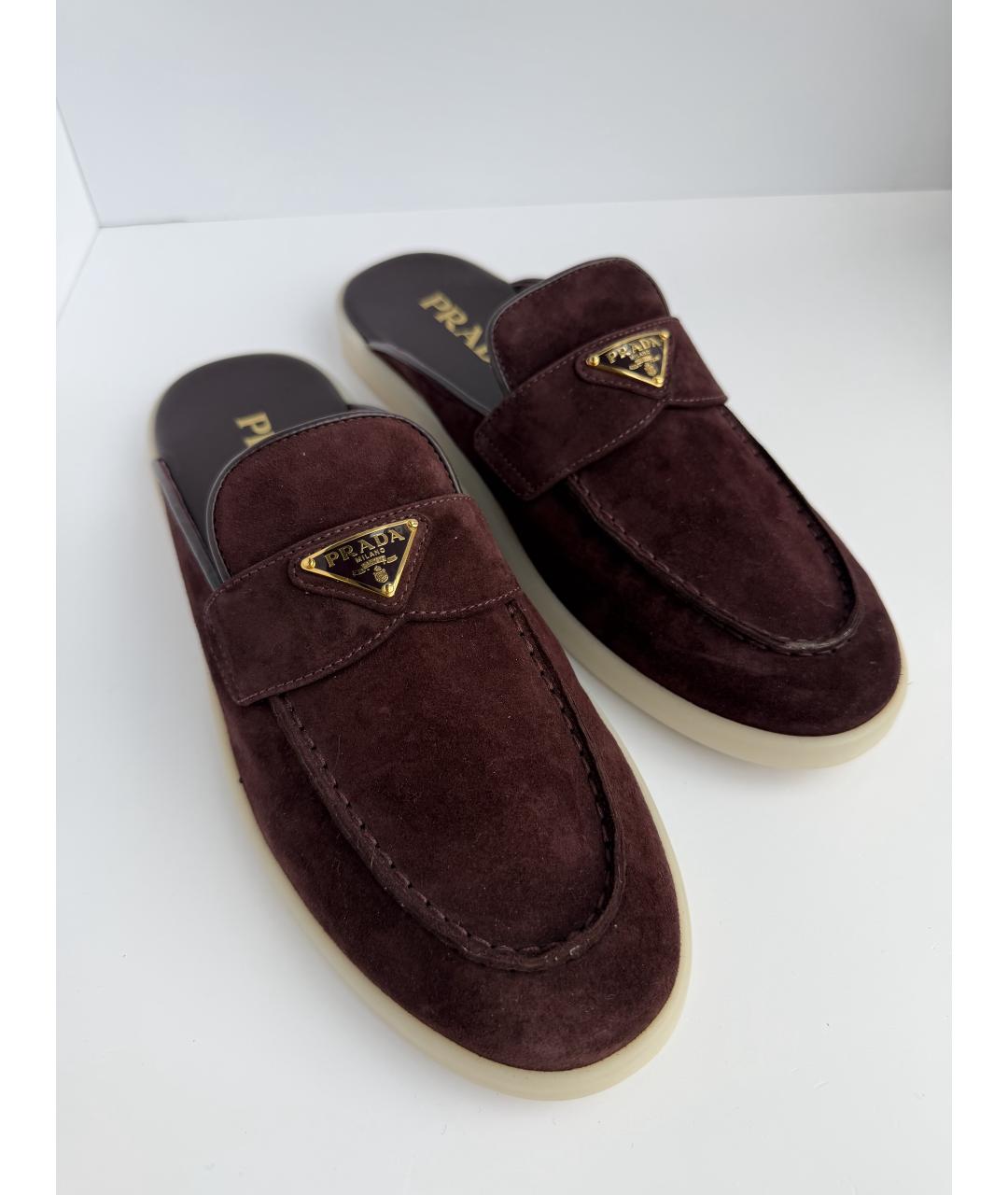 PRADA Бордовые замшевые мюли, фото 2