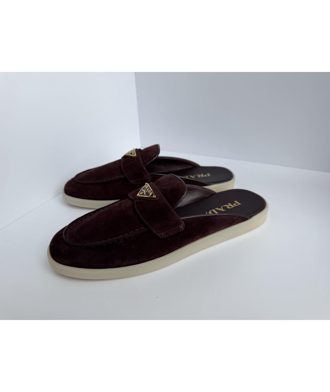 PRADA Бордовые замшевые мюли, фото 6