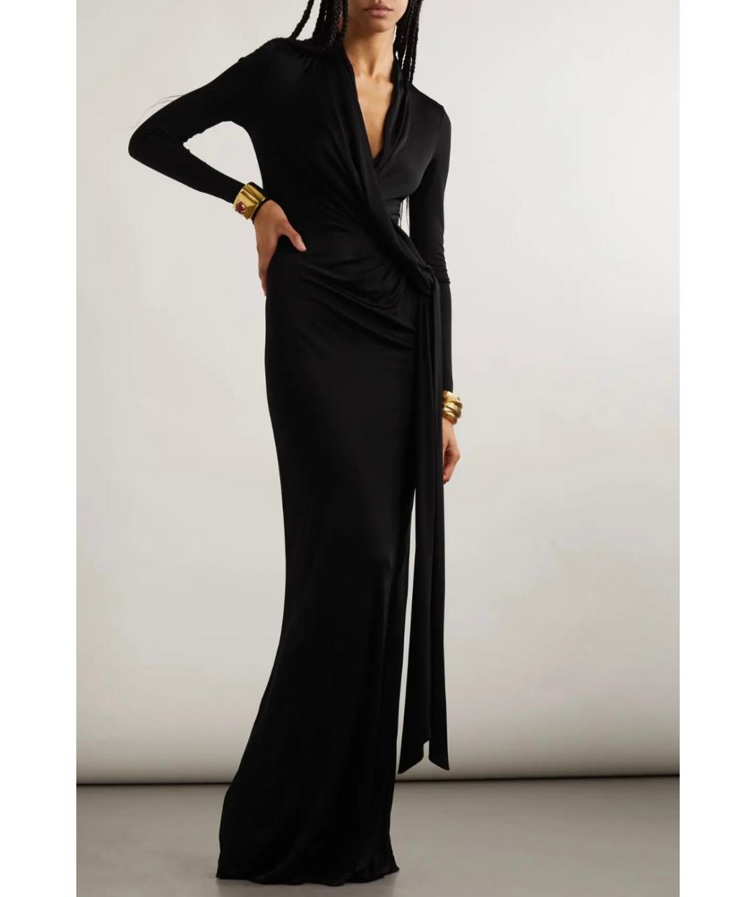 SAINT LAURENT Черное вискозное коктейльное платье, фото 4