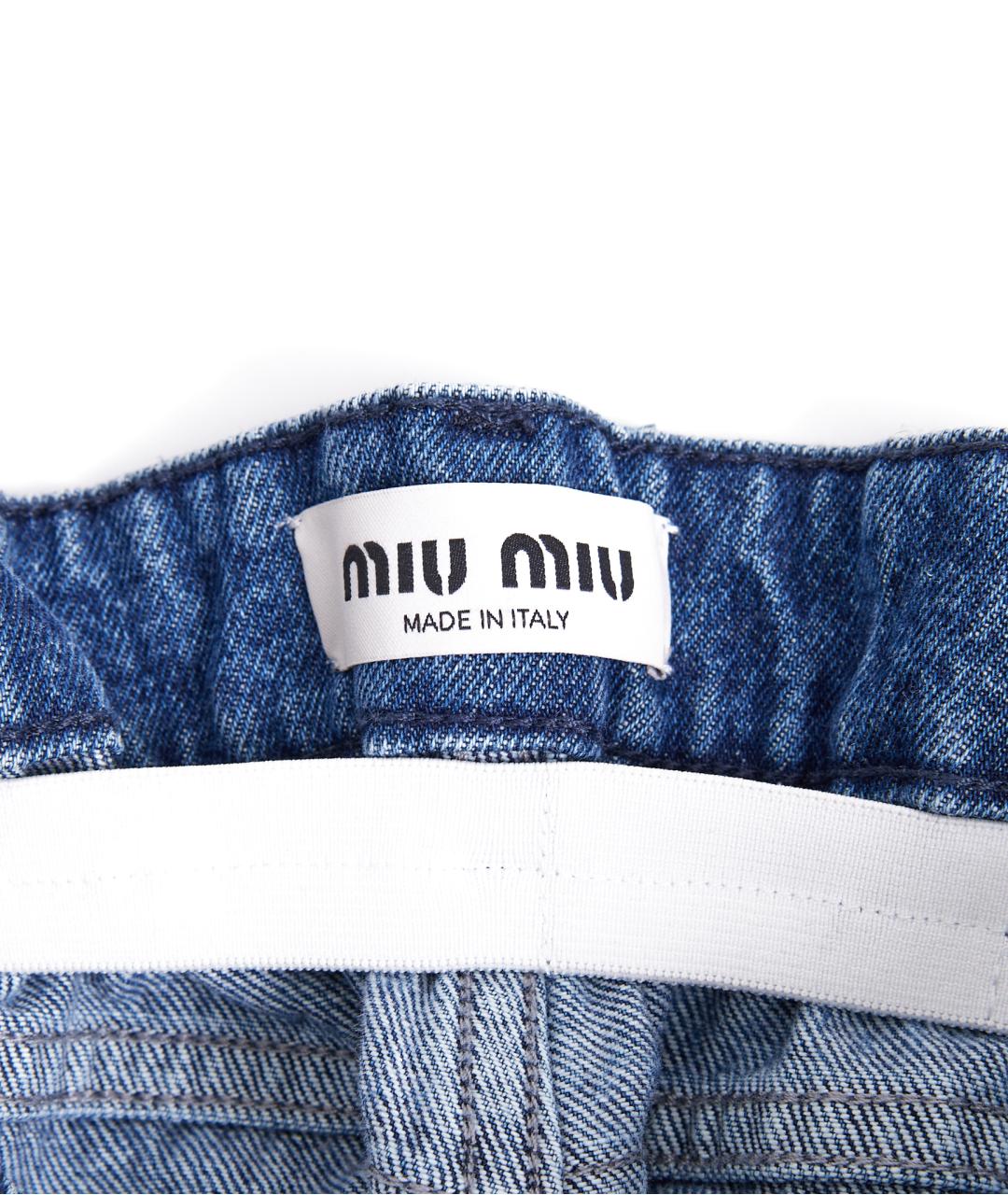 MIU MIU Синие хлопковые шорты, фото 3