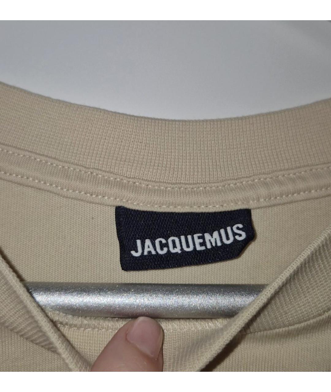 JACQUEMUS Бежевая хлопковая футболка, фото 3