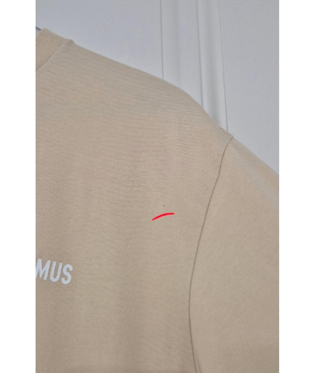JACQUEMUS Бежевая хлопковая футболка, фото 8