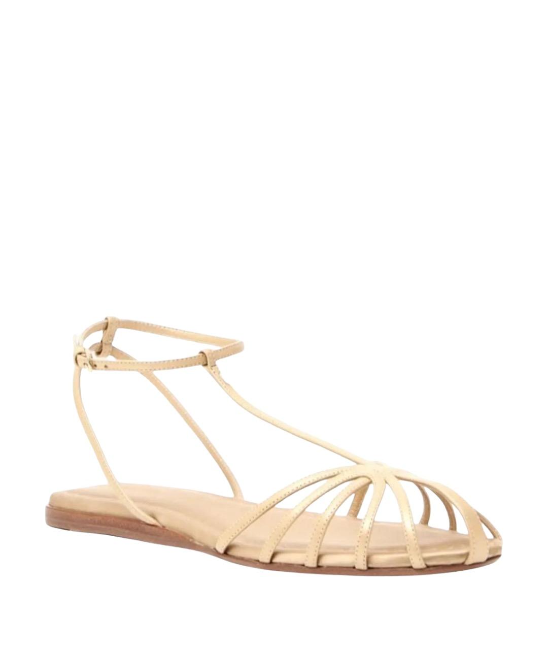 MAX MARA Бежевые кожаные босоножки, фото 1
