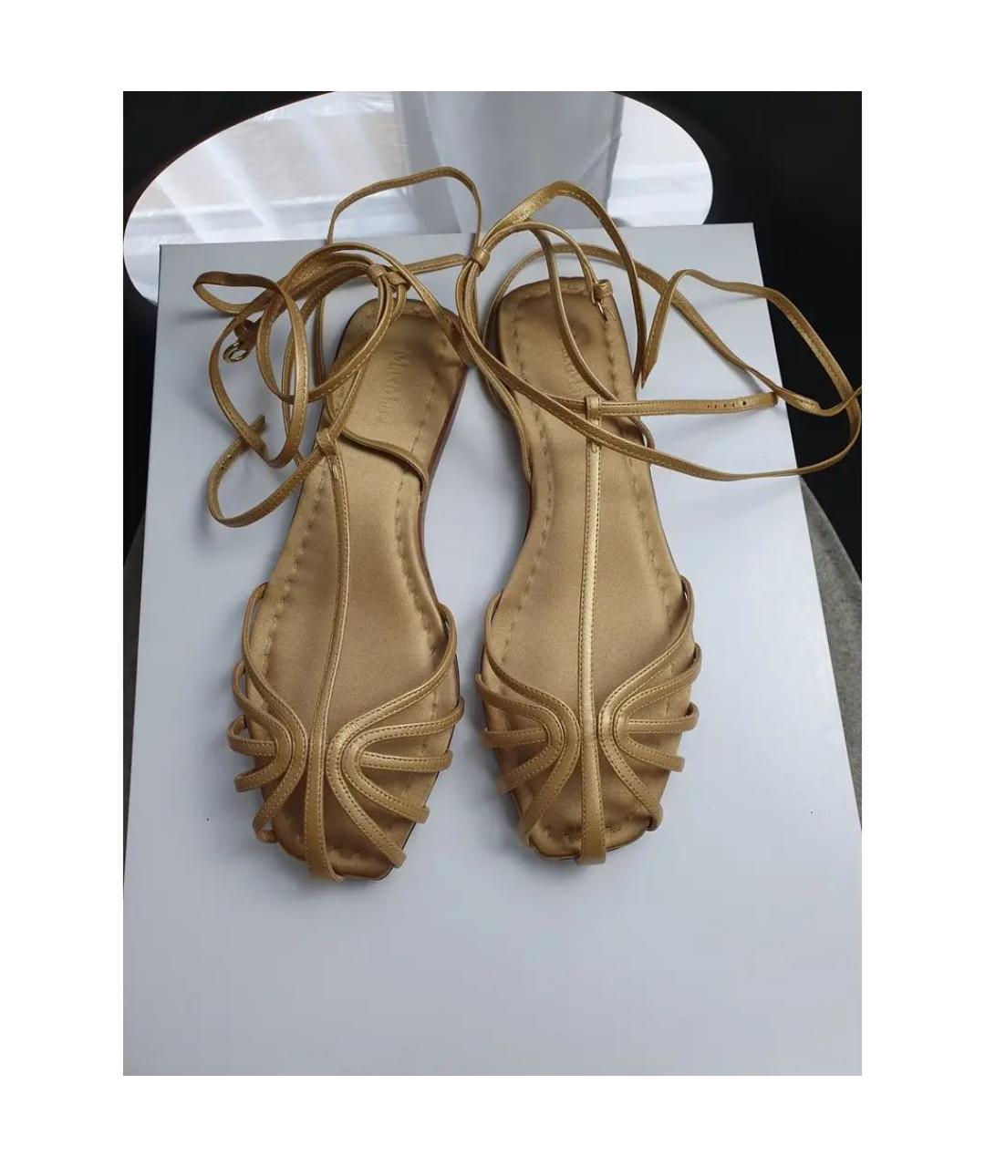 MAX MARA Бежевые кожаные босоножки, фото 3
