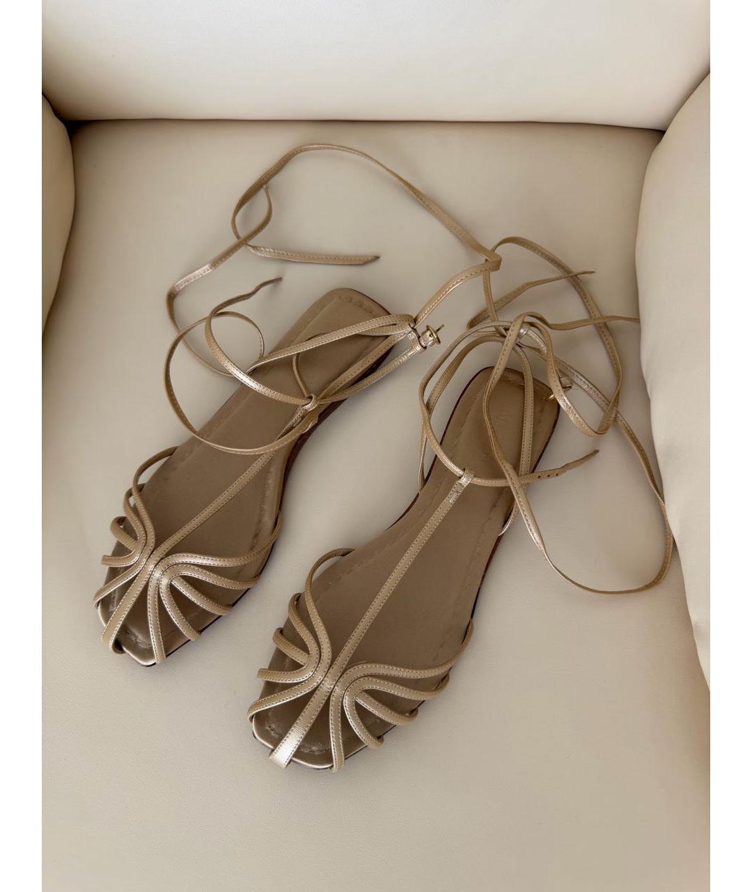 MAX MARA Бежевые кожаные босоножки, фото 4