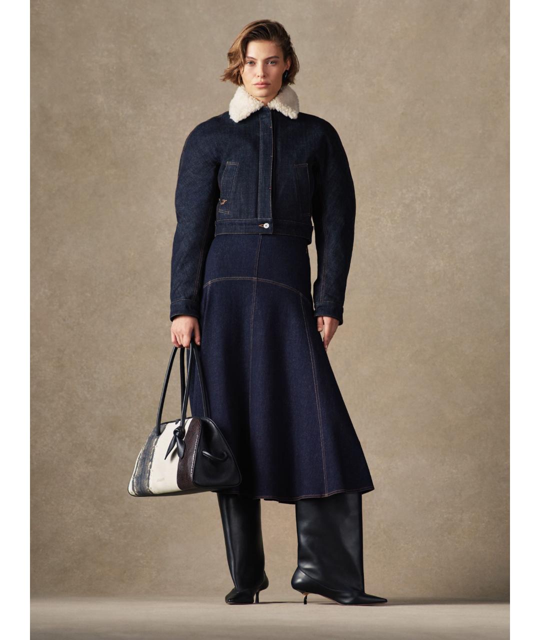 JACQUEMUS Синяя хлопковая юбка миди, фото 6