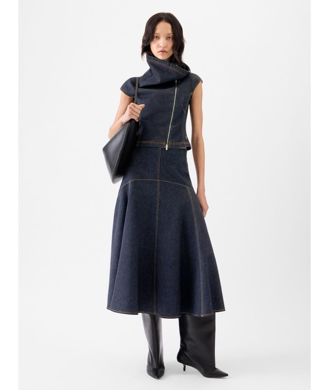 JACQUEMUS Синяя хлопковая юбка миди, фото 2