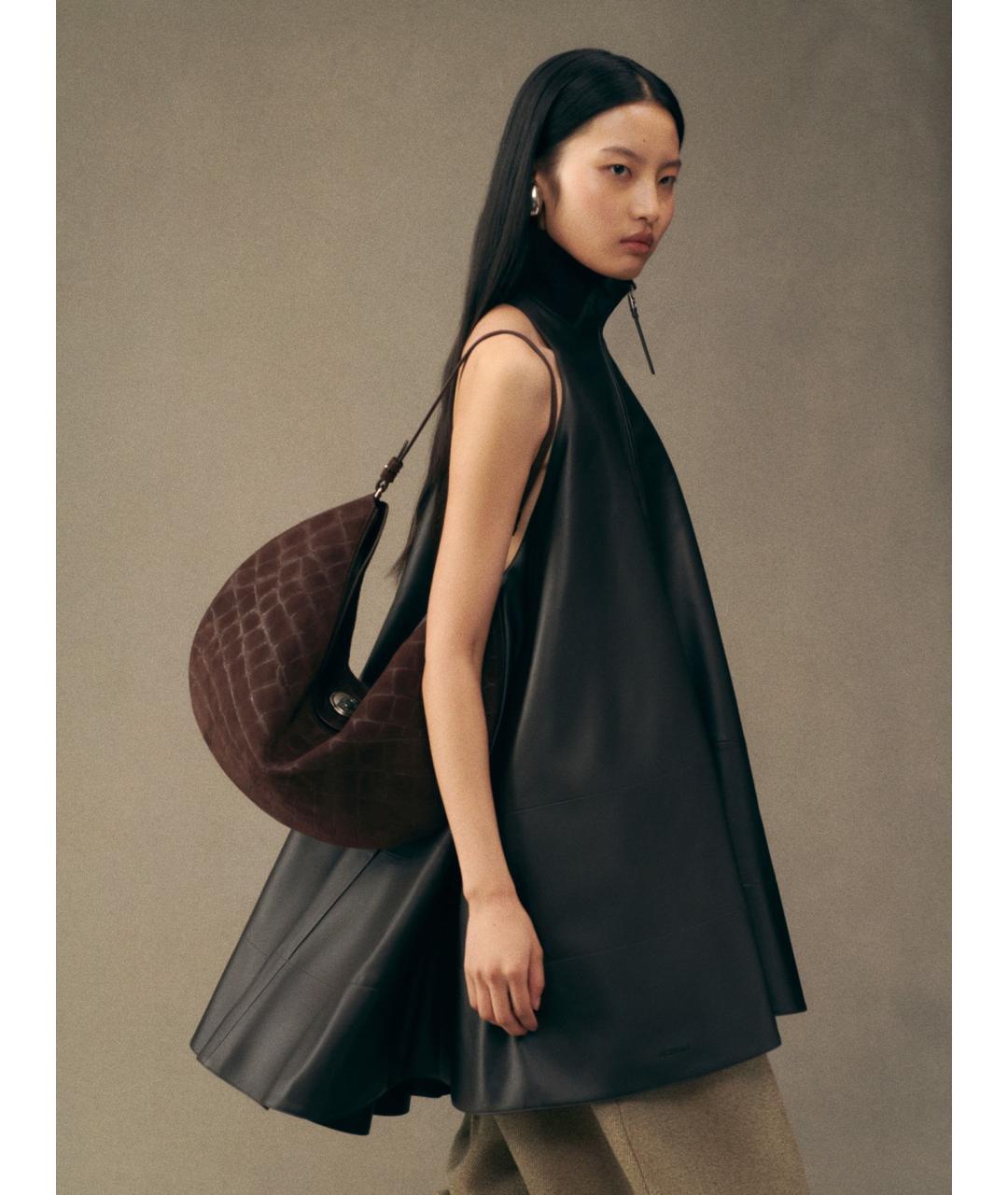 JACQUEMUS Коричневая кожаная сумка через плечо, фото 2