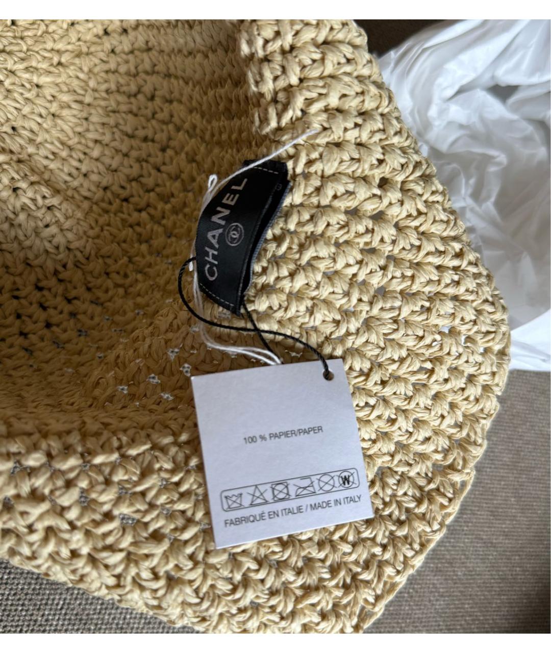 CHANEL Бежевая соломенная панама, фото 4