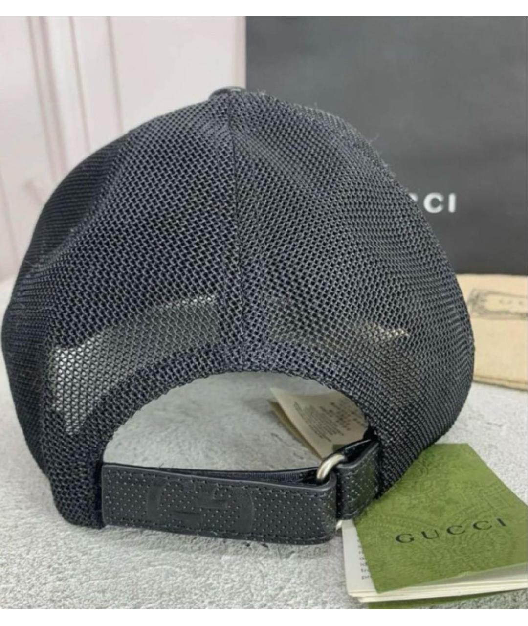 GUCCI Черная кожаная кепка/бейсболка, фото 4
