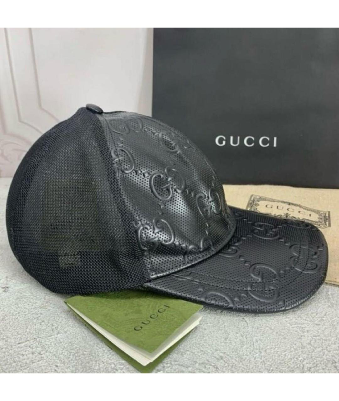 GUCCI Черная кожаная кепка/бейсболка, фото 2