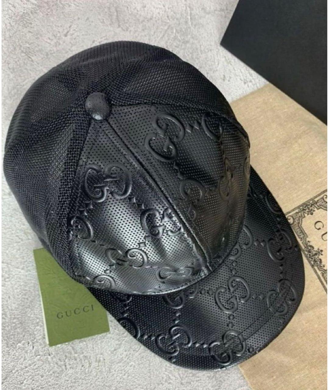 GUCCI Черная кожаная кепка/бейсболка, фото 5