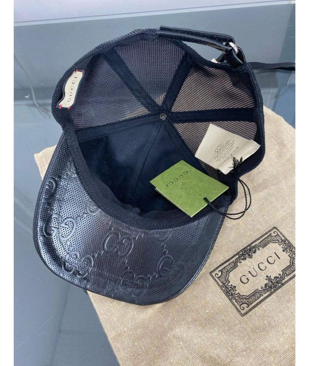 GUCCI Черная кожаная кепка/бейсболка, фото 3