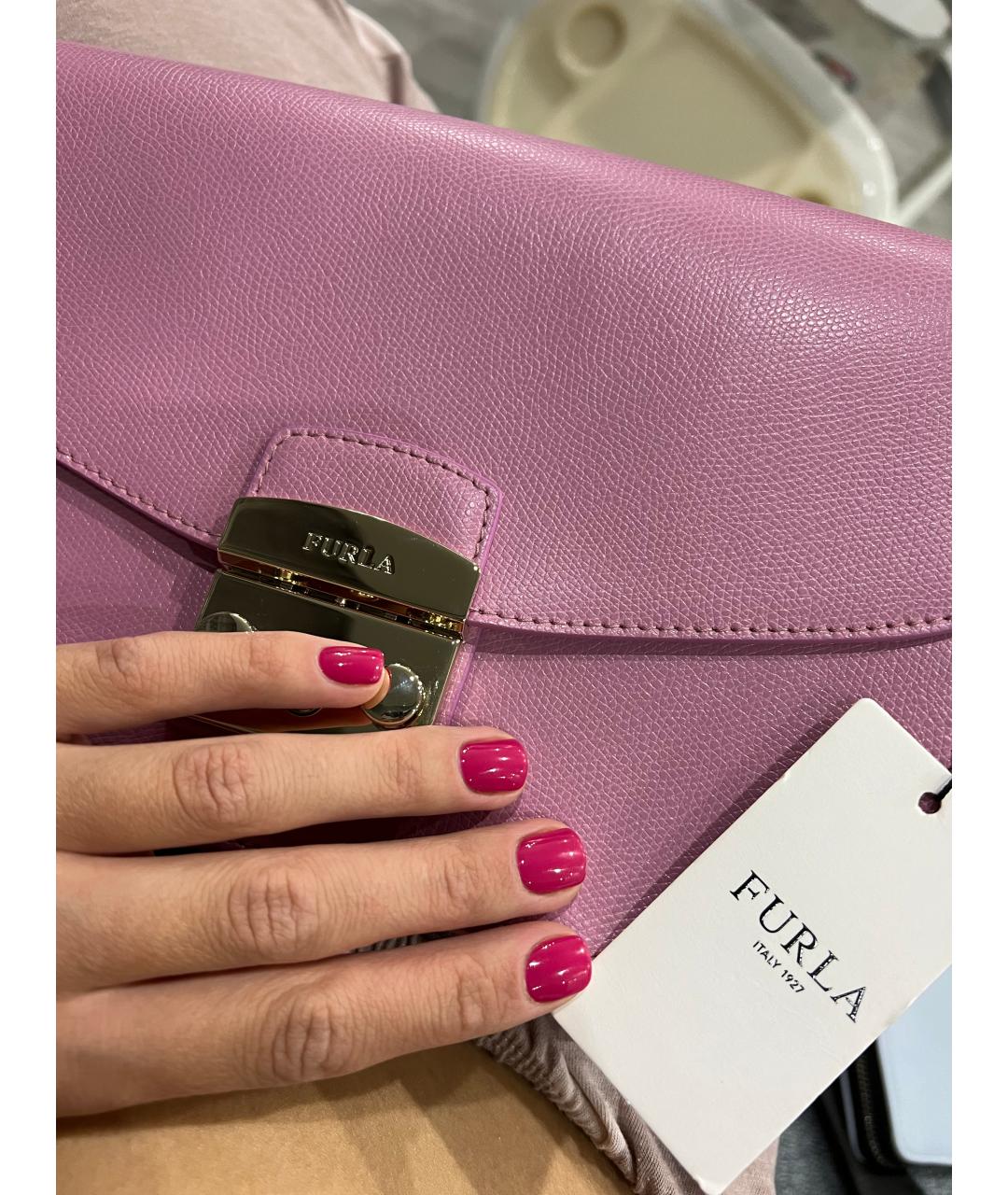 FURLA Розовая кожаная сумка через плечо, фото 2
