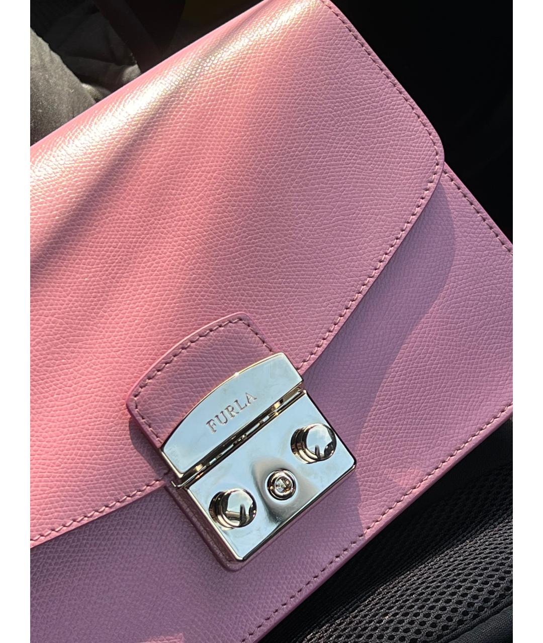 FURLA Розовая кожаная сумка через плечо, фото 3