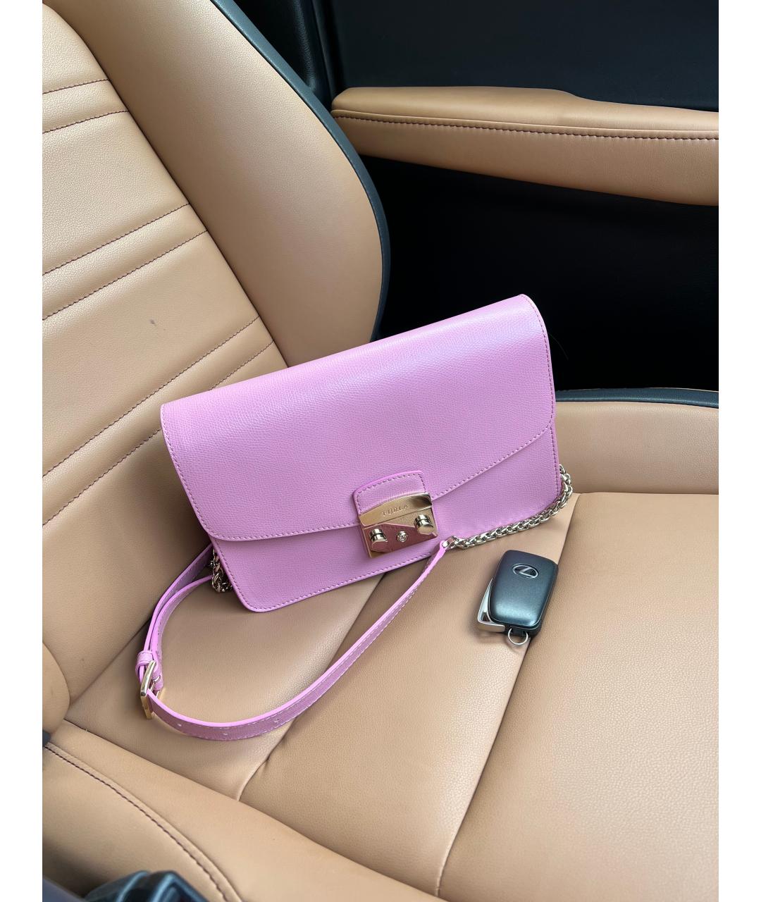 FURLA Розовая кожаная сумка через плечо, фото 4