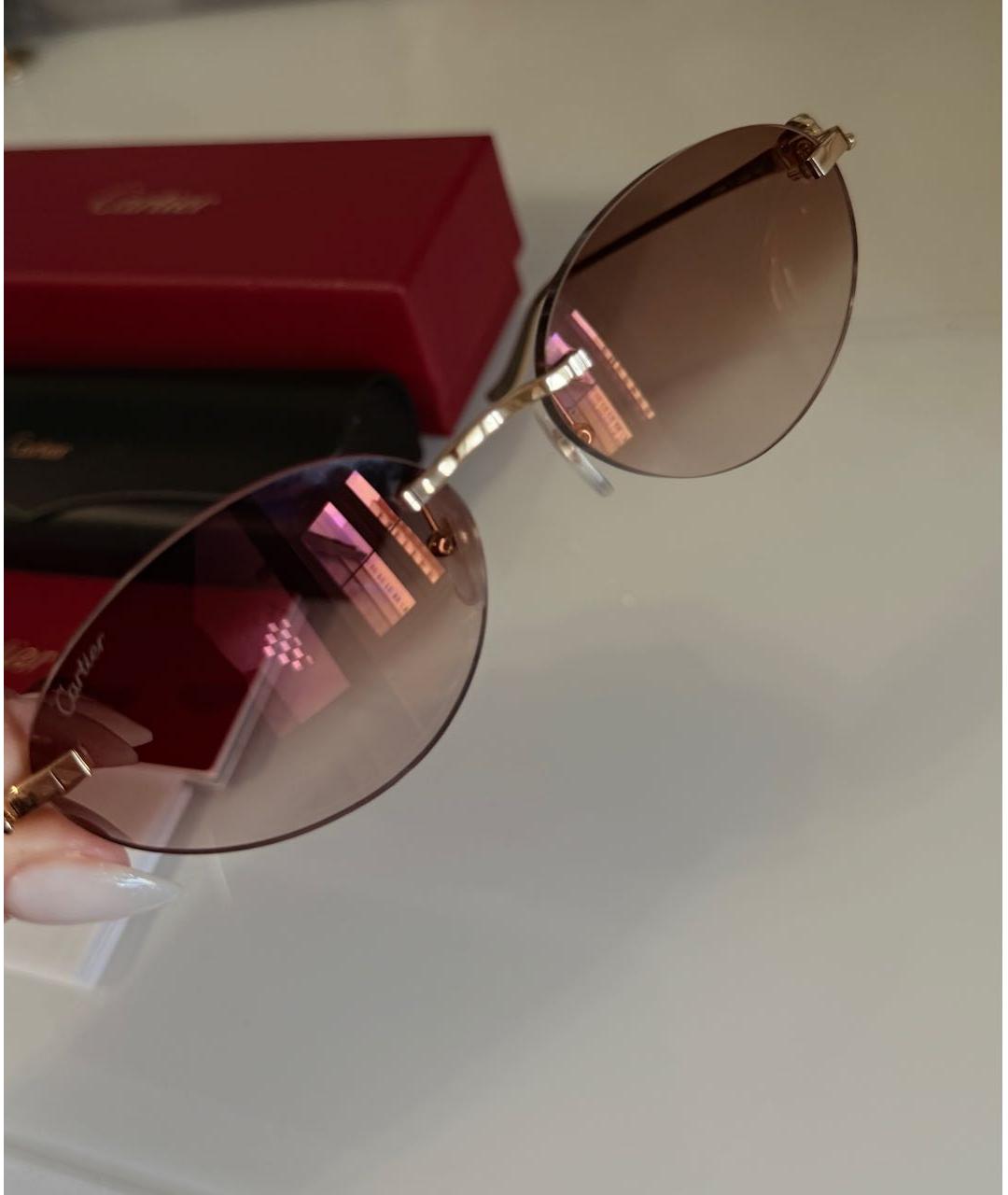 CARTIER Золотые металлические солнцезащитные очки, фото 6