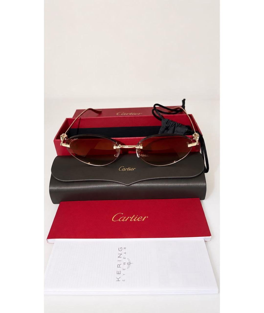 CARTIER Золотые металлические солнцезащитные очки, фото 5