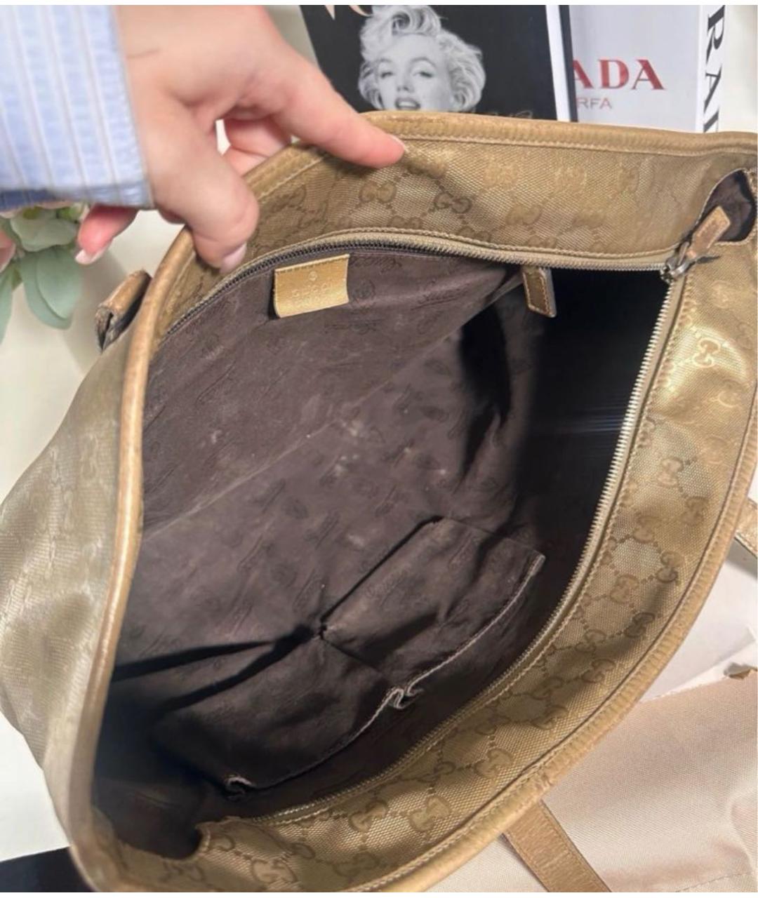 GUCCI Золотая канва сумка тоут, фото 6