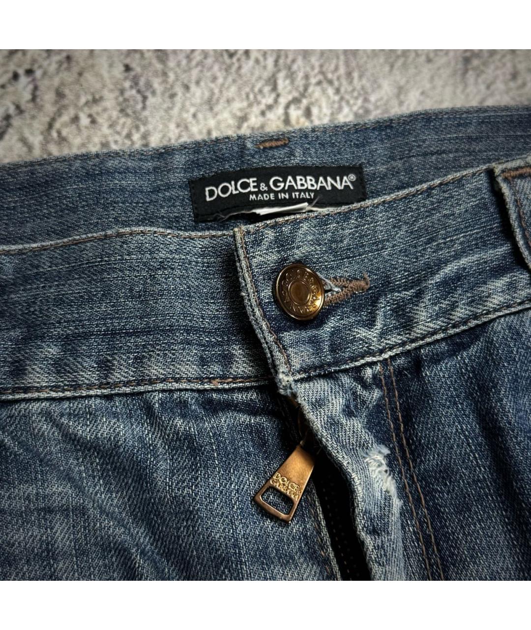 DOLCE&GABBANA Синие хлопковые прямые джинсы, фото 3