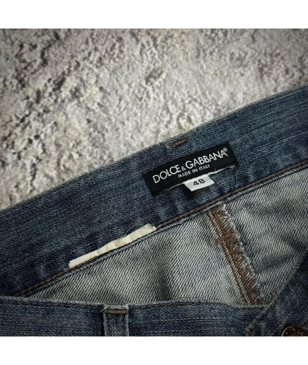 DOLCE&GABBANA Синие хлопковые прямые джинсы, фото 5